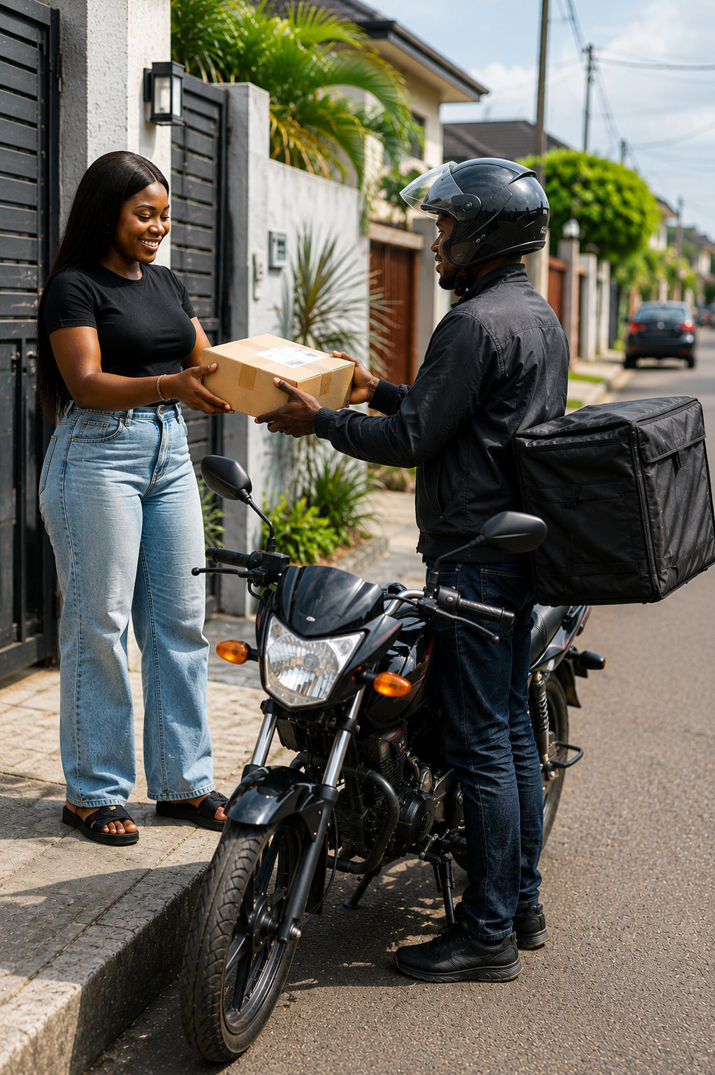 Customer receiving a parcel delivered with Npod